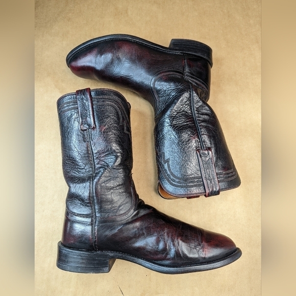 Lucchese Boots men's size 8.5D black cherry leather classic Western cowboy boots - Picture 9 of 13